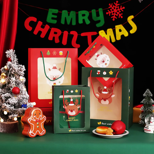 Tùy chỉnh in túi giấy quà tặng giáng sinh với cửa sổ PVC trong suốt để đóng gói kỳ nghỉ và sử dụng mua sắm bán lẻ - Product Image 2