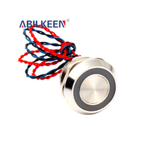 Sakelar Piezo Kepala Datar/Cekung/Miring 22mm Tipe Momentary/Latching Ring Luminous NO/NC/K untuk Kontrol Peralatan Industri
