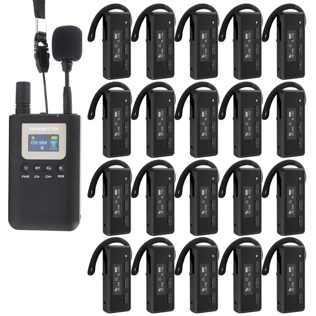 Wireless 2.4G for Bluetooth Tour Guide System Simultaneous Interpretation Teaching Training Walkie Talkie with Magnetic Charging