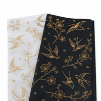 Papier de soie personnalisé avec dorure à chaud, papier de soie noir de luxe, faible MOQ pour l'emballage de vêtements, de chaussures et de boîtes cadeaux