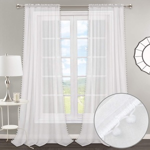 Pannelli per tende in nappa di Pom Pom in Voile bianco, tasca per asta tende semitrasparenti per camerette per bambini - Product Image 2