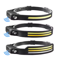 Lampes frontales COB super lumineuses, étanches IP55, avec fonctions de détection de mouvement et d'induction de vagues, lampe frontale rechargeable pour le camping