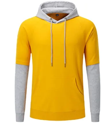 Regular pullover with drawstring contrast color men's hoodie Sweatshirt made of pure cotton material  custom long sleeved