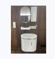 Armoire de salle de bain rectangulaire moderne en PVC avec miroir LED, taille 600 mm, résistante à l'eau, garantie 5 ans