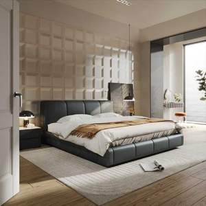 <span class=keywords><strong>Lit</strong></span> <span class=keywords><strong>de</strong></span> style moderne Yisi, taille king, avec revêtement en cuir véritable et cadre en bois, meubles <span class=keywords><strong>de</strong></span> <span class=keywords><strong>maison</strong></span> pour chambre à coucher - Product Image 3