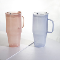 Gobelet en verre borosilicate sans PFAS ni plomb de 40 oz avec poignée, couvercle anti-fuite et paille pour café et eau quotidiens