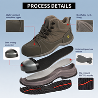 Chaussures de sécurité mi-montantes antistatiques AOXIANG pour hommes, avec embout en acier, imperméables, résistantes aux acides et anti-perforation, pour l'automne et l'hiver