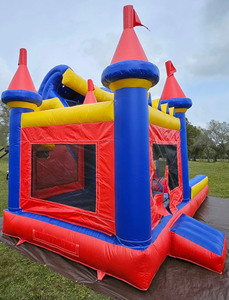 Castello Gonfiabile con Scivolo d'Acqua, Struttura Gonfiabile Rossa Combinata, Castello Rimbalzante Commerciale per Bambini - Product Image 5