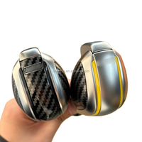 Poignée de changement de vitesse automatique de haute qualité en chrome argenté DSG avec finition en fibre de carbone à ligne jaune pour Volkswagen avec plateformes PQ et MQB