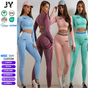 Ensemble de yoga sans couture JY pour femmes, 2 pièces, vêtements de sport, leggings taille haute, soutien-gorge de sport, vêtements de fitness, ODM OEM, vente en gros pour femmes, yoga - Product Image 1