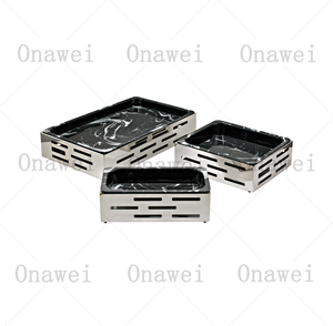 Onawei Dubai árabe Hotel <span class=keywords><strong>restaurante</strong></span> suministros Catering plata Metal pan <span class=keywords><strong>comida</strong></span> fruta servir Buffet elevadores conjunto y soportes estante - Product Image 4