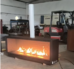 Cheminée à gaz intérieure électrique <span class=keywords><strong>de</strong></span> 72 pouces avec télécommande moderne et <span class=keywords><strong>chauffage</strong></span> en acier <span class=keywords><strong>pour</strong></span> villas, gaz naturel liquéfié, mur en briques - Product Image 5