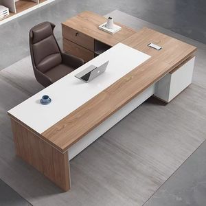 Escritorio de Oficina Moderno Minimalista, Color Madera, Combinación Libre, Juego de Escritorio Ejecutivo para Gerente/CEO - Product Image 3