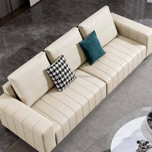 Piano <b>Key</b> Style <b>Square</b> Genuine Leather Sectional Sofa Set for Villa Living Room Three-seater Customizable in Color and Size - Product Image 6