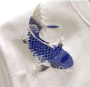 Camiseta de algodón puro para hombre de estilo veraniego fresco con bordado tradicional chino <span class=keywords><strong>Koi</strong></span>-Manga corta para elegancia moderna - Product Image 6