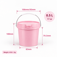 Seau en plastique de 0,5 L avec couvercle et poignée, fourni directement par le fabricant, en matériau de qualité alimentaire, hermétique, écologique, recyclable, antivol