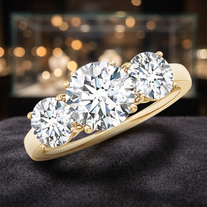 Anillo de Compromiso de Lujo con Tres Diamantes Tallados, Certificados por IGI, Cultivados en Laboratorio, Oro de 10K, 14K, 18K, Plata 925, 935, Regalo de Boda - Product Image 1