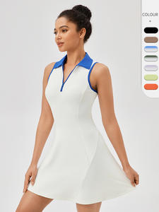 Vestido de <span class=keywords><strong>Tenis</strong></span> para <span class=keywords><strong>Mujer</strong></span> con Cuello de Cremallera, Faldas Transpirables y Ajustadas para Damas, Vestidos de Bádminton y Golf de Secado Rápido - Product Image 5