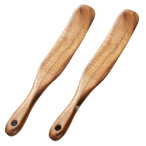 Espátula mezcladora de madera, 2 uds., mango apto para alimentos, para pasta, ensalada, postres, utensilios de cocina - Product Image 2