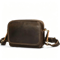 Sac à bandoulière pour homme de style rétro en cuir véritable Crazy Horse, sac bandoulière polyvalent et tendance