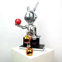 Sculpture de dessin animé personnalisée sculpture de lapin électrolytique miroir galvanoplastie résine espace lapin fille Statue