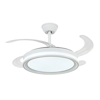 Ventilador de Techo Moderno de 42 Pulgadas con Aspas Retráctiles y Luces, Motor Silencioso de Cobre, para Sala de Estar y Dormitorio, 72W
