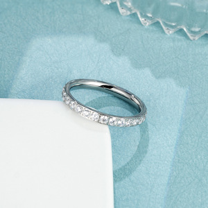 Bagues de couple en acier inoxydable avec diamants CZ, plaquées <span class=keywords><strong>or</strong></span>, bijoux de mariage <span class=keywords><strong>et</strong></span> de fiançailles élégants, alliances pour hommes <span class=keywords><strong>et</strong></span> femmes en zircon - Product Image 3