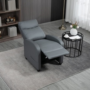 Sillón Reclinable Individual Moderno con Tapicería de Cuero, Estructura Metálica y Ajuste <span class=keywords><strong>Manual</strong></span> - Product Image 4