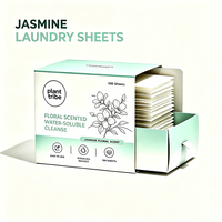 Feuilles de lessive parfumées au jasmin, portables, dissolvables, nettoyage en profondeur, fraîcheur florale longue durée, papier à lessive
