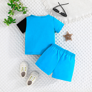 เสื้อผ้าเด็ก 1-2 ปี ฤดูร้อนใหม่เด็กชายเด็กวัยหัดเดินลำลองลายพรางสีบล็อกเสื้อแขนสั้นกางเกงขาสั้นชุดสองชิ้น - Product Image 2