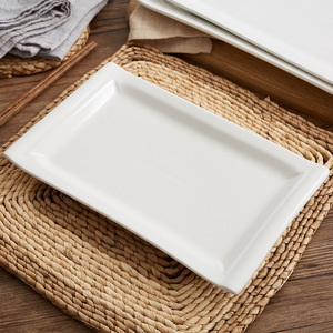 Assiettes rectangulaires de restaurant occidental de style simple moderne <span class=keywords><strong>Assiette</strong></span> de service à dessert de 10 pouces Assiettes blanches en porcelaine - Product Image 3