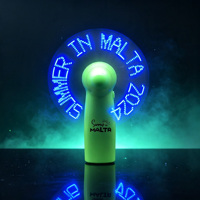 Ventilador de Mano Eléctrico Pequeño Personalizado de Fábrica con Logotipo Empresarial, Regalo de Verano, con LED Intermitente y Funcionamiento a Batería