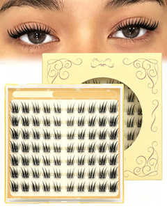 No Glue Self Adhesive Natural <b>Cluster</b> False Eyelashes Wholesale Pre-Glued Press on <b>Cluster</b> Self Adhesive Black Brown Lashes - Product Image 2
