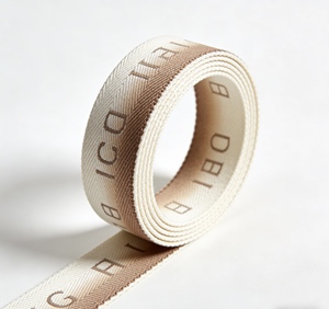 Winter Warm Durable 100% Polyester Jacquard Ribbon with Gradient Herringbone Letter Print Minimalist Elegant Design <strong>MJ</strong> Brand - Product Image 1
