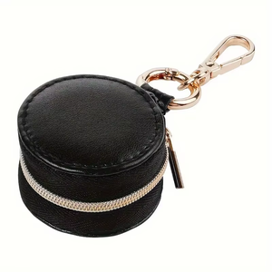 EQ Trendy Daily Carry Lightweight <b>Round</b> Zipper Closure Mini Jewelry Storage Keychain <b>Gift</b> <b>Box</b> - Product Image 5
