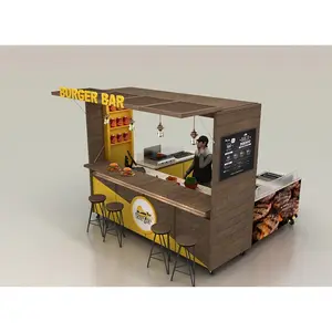Kiosk display de hambúrguer, bota de comida rápida com batatas fritas francesas para venda