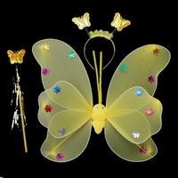 Ensemble Fée des Fleurs avec Ailes de Papillon Multicolores et Baguette Magique pour Filles, Idéal pour Noël, Remise de Diplôme et Nouvel An - Vente Flash