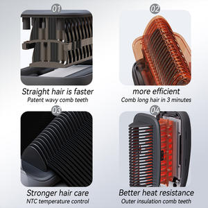 Cepillo Eléctrico de Cerámica para Alisar el Cabello, Anti-Escaldaduras, Calentamiento PTC, Temperatura Constante, Plancha y Rizador con 5 Ajustes de Temperatura - Product Image 3