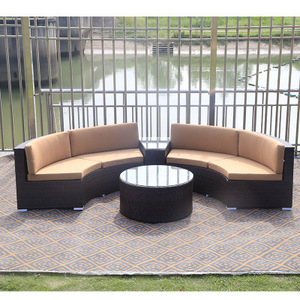 Pabrik furnitur nordic sofa restoran lounge taman luar ruangan rotan bulat taman teras sofa set furnitur luar ruangan - Product Image 3