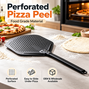 Pala para Pizza Perforada de Aluminio Anodizado, Rectangular, para Hornear en Horno y Cocinar - Product Image 1