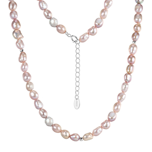 Rinnin GPN110, Cadena <span class=keywords><strong>de</strong></span> Perlas Naturales <span class=keywords><strong>de</strong></span> Agua Dulce Barrocas Multicolores Irregulares Hechas a Mano en Plata <span class=keywords><strong>de</strong></span> Ley 925, Joyería para Mujer - Product Image 2