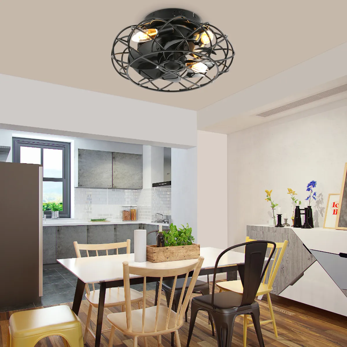 SLYNN Moderno App Control Casa Quarto Sala de estar Ventilador de teto LED inteligente 220V com luz e controle remoto