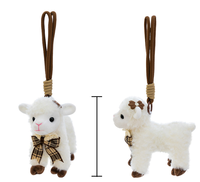 Porte-clés en peluche mignon en forme de chèvre blanche ou d'agneau, pendentif pour sac à dos, pour machine à griffes, économique