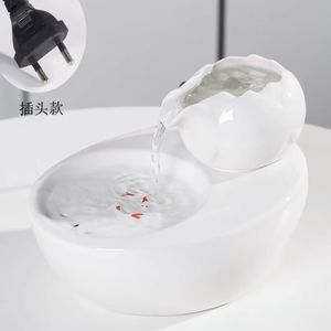 Fuente de agua para gatos, tazón de agua corriente automático de cerámica para gatos, fomenta la hidratación, suministros para mascotas, origen Dehua, forma redondeada - Product Image 4