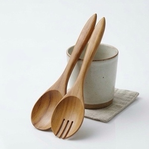 Angela Jumbo Teak Wood <b>Fork</b> boasts 100% solid teak wood craftsmanship, blending Oriental elegance with natural wood durability - Product Image 3