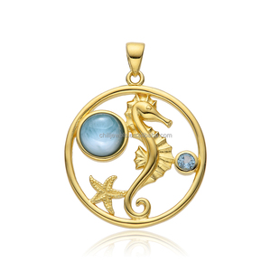 Colgante de Larimar Natural Premium, Joyería Auténtica de Piedra del Mar Caribe al por Mayor - Product Image 2