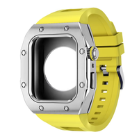 Cadre de boîtier de montre en acier inoxydable avec boucle à ardillon intégrée Trendybay, bracelet de montre en silicone respirant pour Apple 44 mm 45 mm