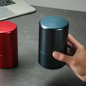 Tarro de aleación de aluminio y titanio sellado de Metal grande personalizado Cubo de granos de café de acero inoxidable Cubo de té con sentido de amortiguación - Product Image 1