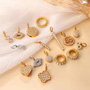 จี้คริสตัลชุบทองสไตล์ยุโรปอเมริกันรูปทรงผสมผสานสำหรับทำสร้อยคอ DIY อุปกรณ์ตกแต่งเครื่องประดับสแตนเลส - Product Image 1