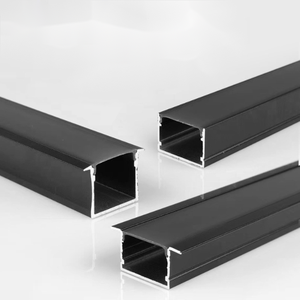 Bande de profil en aluminium noir support de canal LED barre d'armoire éclairage linéaire avec couvercle laiteux/noir pour bandes lumineuses 5050 2835 - Product Image 1